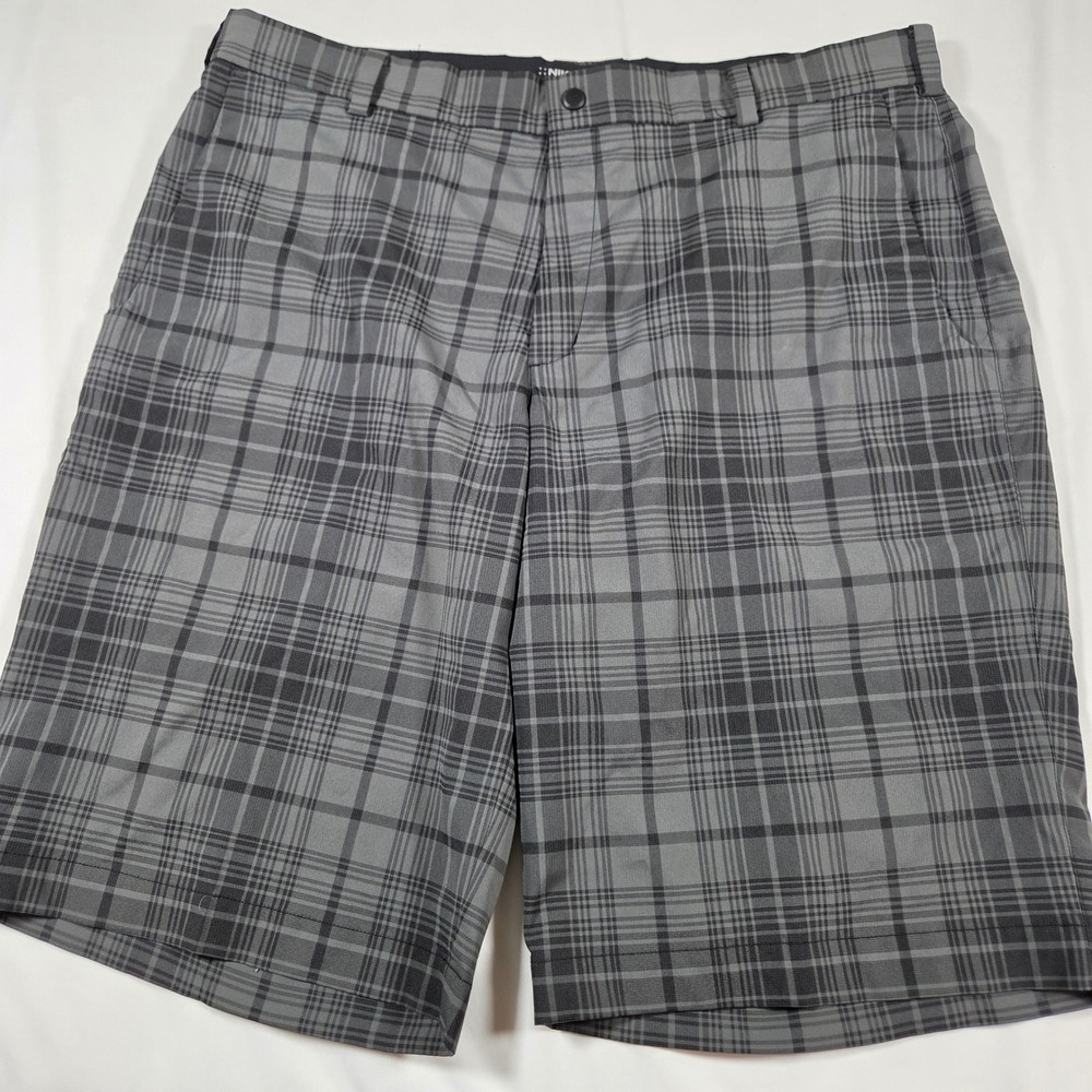 Nike‎ Golf Tour Performance Dri-FIT Grey Plaid Shorts Mens 36 Athletic Course